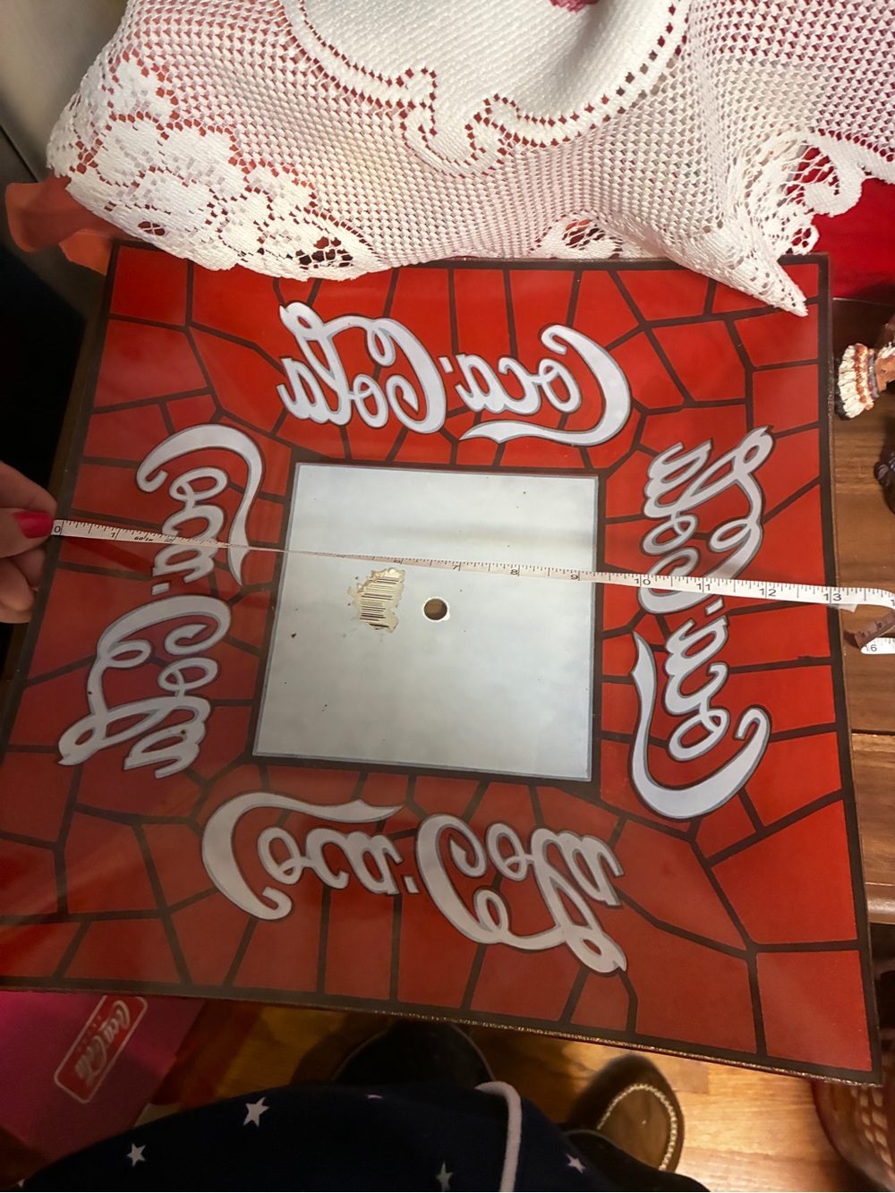Vintage Tiffany Style Coca Cola Red and White ceiling Light Fixture 14” - Picture 5 of 6